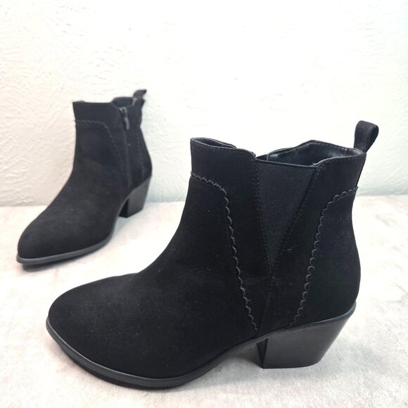 torrid Shoes - Torrid Western Ankle Booties Size 7.5 Wide Fit Black Block Heel Dressy Boots